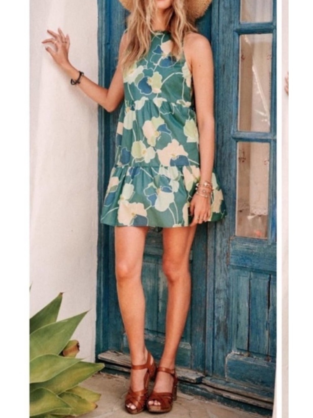 Sézane Alexandra Dress Emerald Green Floral Mini - Size 38 (US 6) SUMMER FLOWER